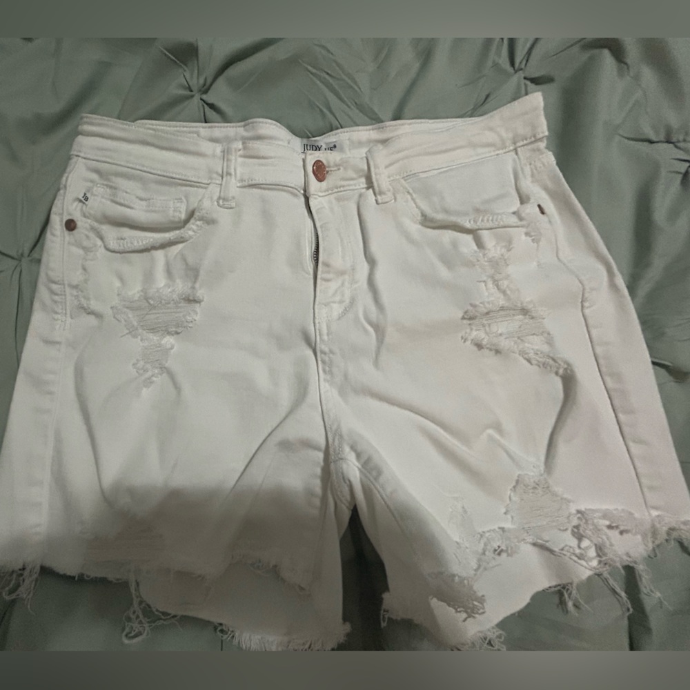 Judy Blue White Distressed Shorts